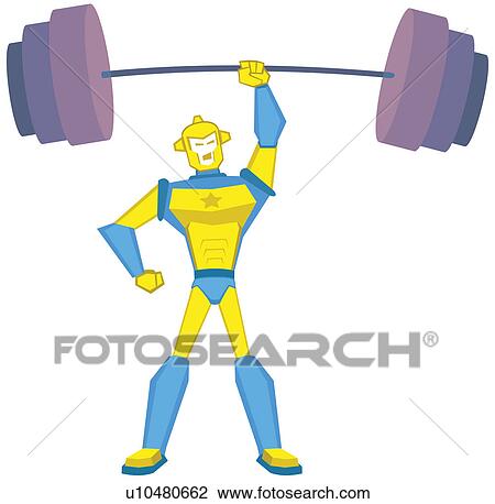 Robotic human lifting a heavy barbell View Large Photo Image Stock Image - Robotic human lifting a heavy barbell. Fotosearch