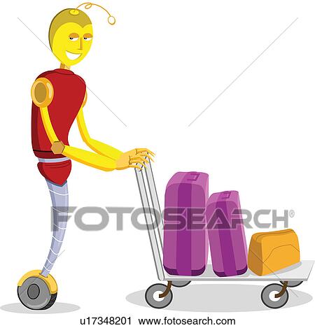 Robotic human pushing a luggage cart View Large Photo Image Stock Image - Robotic human pushing a luggage cart. Fotosearch