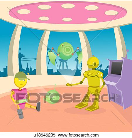 Robotic kids playing games View Large Photo Image Stock Photography - Robotic kids playing games. Fotosearch