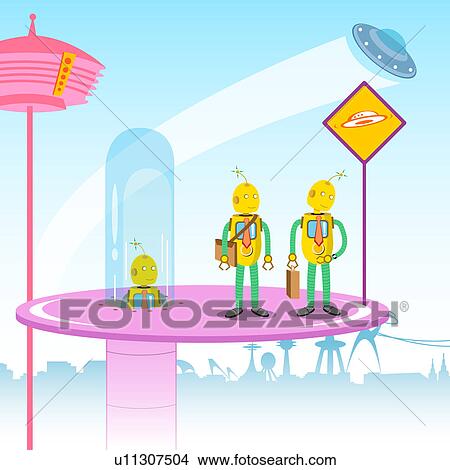 Picture - Robots waiting for cabs. Fotosearch