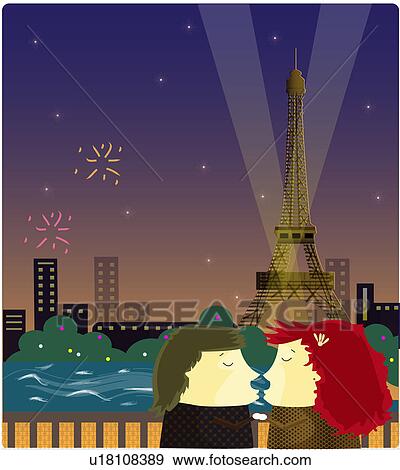Romantic couple in front of the Eiffel Tower, Paris, France View Large Photo Image Stock Photo - Romantic couple in front of the Eiffel Tower, Paris, France. Fotosearch