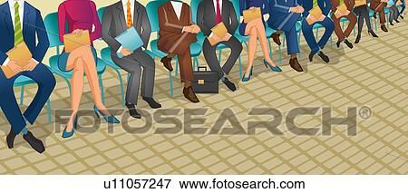 Stock Photo - Row of enlisting people waiting for the job. Fotosearch