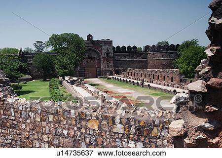 Ruin of a fort, Old Fort, Delhi, India View Large Photo Image Stock Photo - Ruin of a fort, Old Fort, Delhi, India. Fotosearch