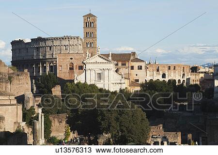 Stock Image - Ruins of building at Roman Forum, Rome, Lazio, Italy. Fotosearch