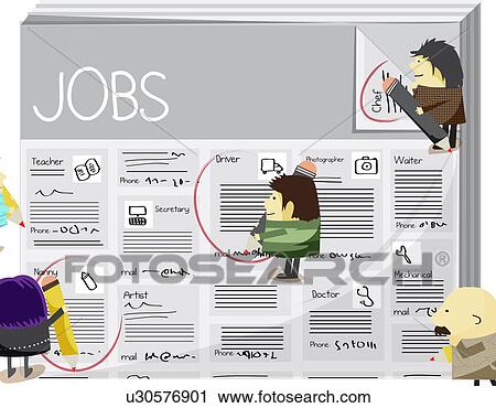 Stock Image - Searching jobs in classified ad. Fotosearch