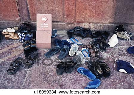 Shoes outside of a mosque, Taj Mahal, Agra, Uttar Pradesh, India View Large Photo Image Picture - Shoes outside of a mosque, Taj Mahal, Agra, Uttar Pradesh, India. Fotosearch