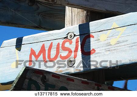 Stock Photography - Signboard of music, Scheveningen, The Hague, Netherlands. Fotosearch