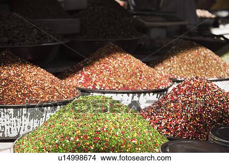 Picture - Snacks at a market stall, Ahmedabad, Gujarat, India. Fotosearch