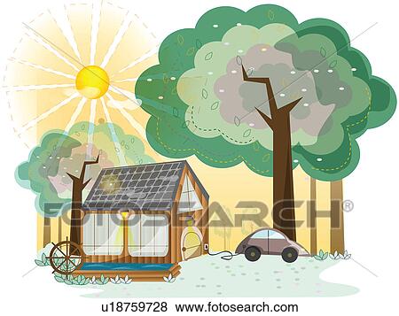 Solar powered house and a battery operated car View Large Photo Image Stock Photo - Solar powered house and a battery operated car. Fotosearch
