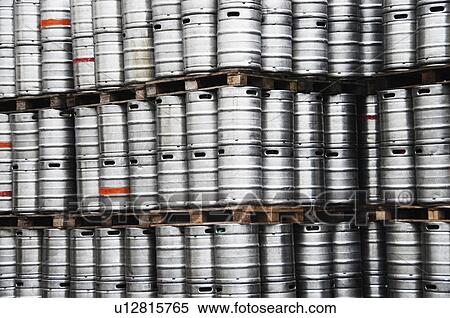 Stock Photography - Stack of beer barrels in a brewery, Eggenberg, Cesky Krumlov, South Bohemian Region, Czech Republic. Fotosearch