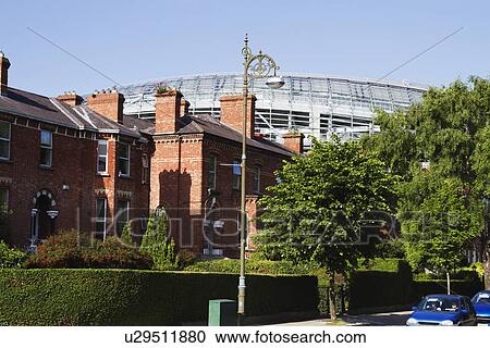 Stock Image - Stadium in a city, Aviva Stadium, Dublin, Republic of Ireland. Fotosearch