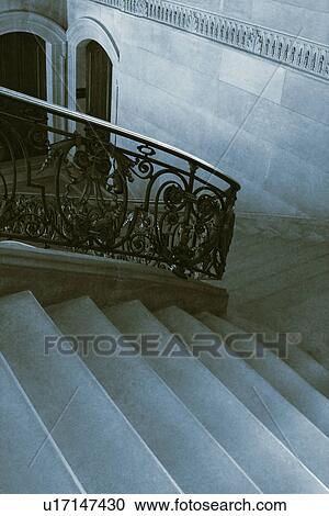 Staircase of a museum, Musee du Louvre, Paris, France View Large Photo Image Stock Image - Staircase of a museum, Musee du Louvre, Paris, France. Fotosearch