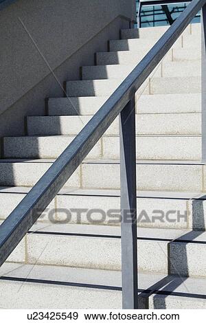 Stock Photo - Staircase of a stadium, Aviva Stadium, Dublin, Republic of Ireland. Fotosearch