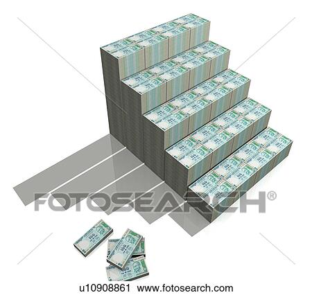 Stock Image - Steps made from hundred rupee Indian currency notes. Fotosearch
