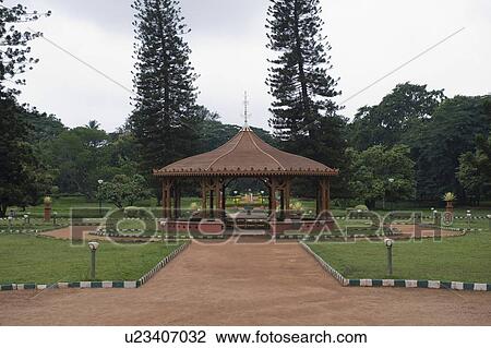Stock Image - Structure in a botanical garden, Lal Bagh Botanical Garden, Bangalore, Karnataka, India. Fotosearch
