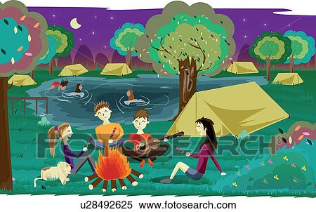 Teenagers camping in a park View Large Photo Image Stock Photography - Teenagers camping in a park. Fotosearch