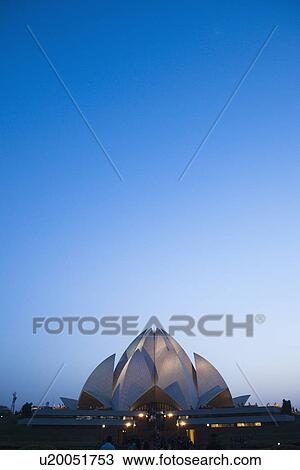 Temple at night, Lotus Temple, New Delhi, India View Large Photo Image Stock Image - Temple at night, Lotus Temple, New Delhi, India. Fotosearch