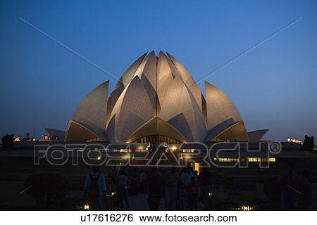 Temple lit up at night, Lotus Temple, New Delhi, India View Large Photo Image Stock Photograph - Temple lit up at night, Lotus Temple, New Delhi, India. Fotosearch