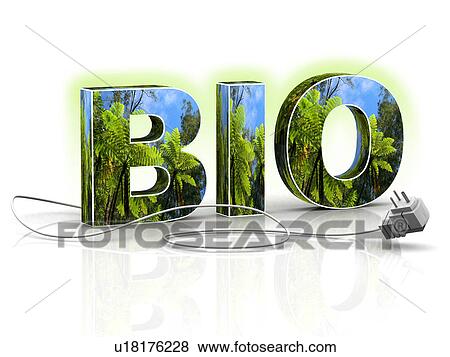 Stock Photo - Text 'BIO' connecting with a plug. Fotosearch