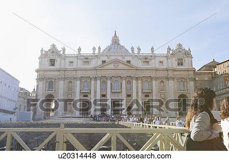 Stock Photo - Tourists at St. Peters Basilica, Vatican City. Fotosearch
