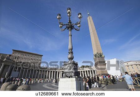 Stock Image - Tourists at St. Peters Square, Vatican City. Fotosearch