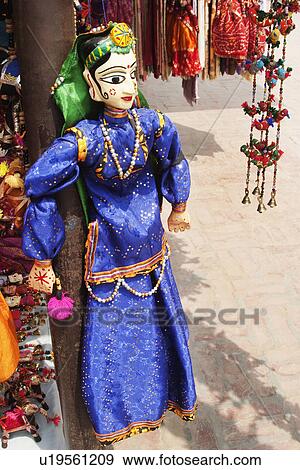 Stock Photo - Traditional puppet at a market stall, New Delhi, India. Fotosearch