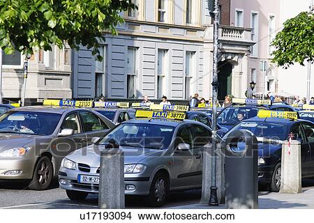 Picture - Traffic jam in a city, Dublin, Republic of Ireland. Fotosearch