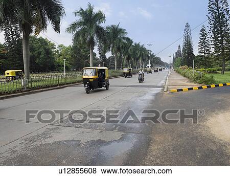 Stock Photo - Traffic on the road, Bangalore, Karnataka, India. Fotosearch