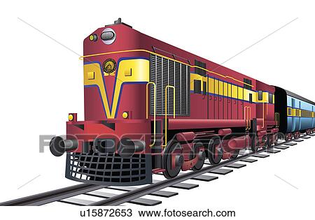 Train on railroad tracks View Large Photo Image Stock Image - Train on railroad tracks. Fotosearch