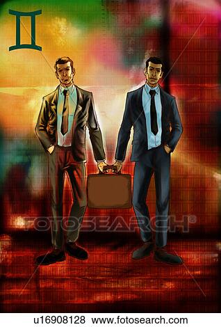 Stock Photo - Two engineers sharing a briefcase. Fotosearch