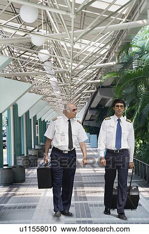 Two pilots carrying their luggage in the corridor of an airport View Large Photo Image Stock Image - Two pilots carrying their luggage in the corridor of an airport. Fotosearch