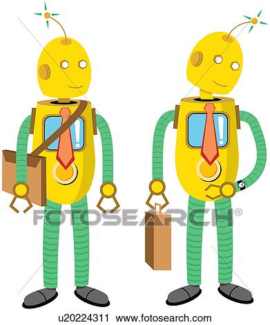 Two robotic business executives holding briefcases View Large Photo Image Stock Image - Two robotic business executives holding briefcases. Fotosearch