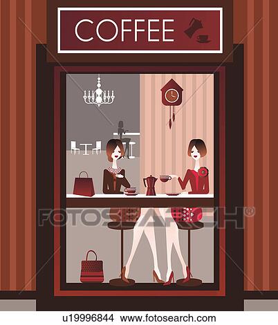 Two women in a cafe View Large Photo Image Picture - Two women in a cafe. Fotosearch