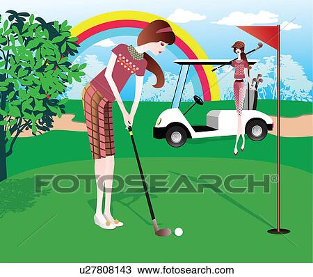 Two women playing golf View Large Photo Image Stock Image - Two women playing golf. Fotosearch