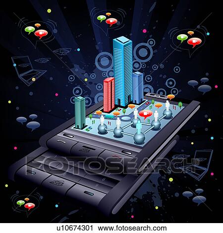 Stock Image - Use of a mobile phone as messenger. Fotosearch