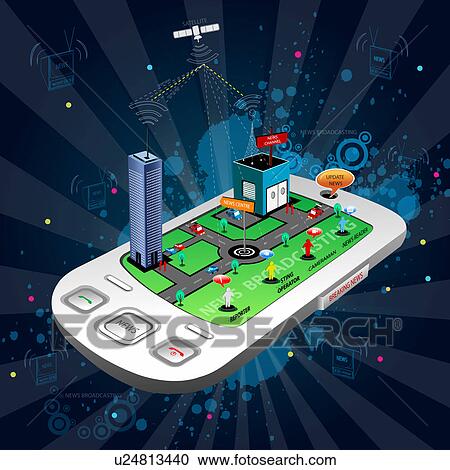 Stock Image - Use of mobile phone for news and broadcasting. Fotosearch