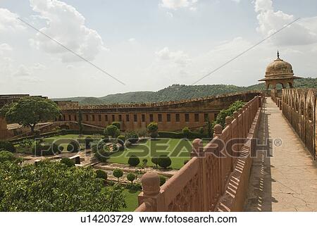 Stock Photo - Walkway along defensive wall of a fort, Jaigarh Fort, Jaipur, Rajasthan, India. Fotosearch