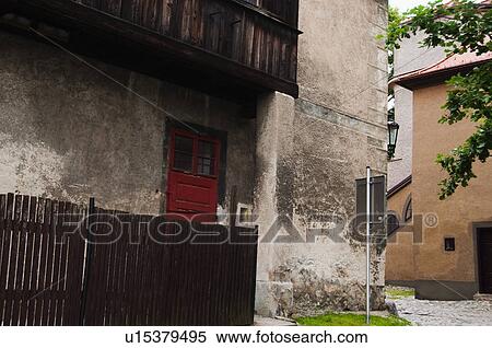 Stock Photography - Weathered buildings, Cesky Krumlov, South Bohemian Region, Czech Republic. Fotosearch