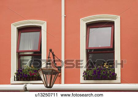 Stock Image - Windows of a building, Kenmare, County Kerry, Republic of Ireland. Fotosearch