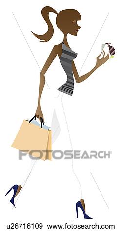 Woman carrying a shopping bag and walking View Large Photo Image Stock Photo - Woman carrying a shopping bag and walking. Fotosearch