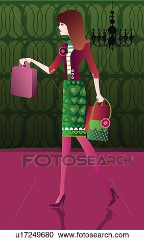 Woman carrying shopping bags and walking View Large Photo Image Stock Image - Woman carrying shopping bags and walking. Fotosearch