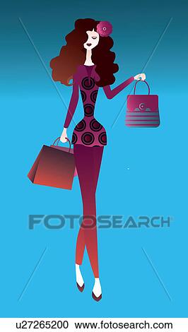 Woman carrying shopping bags and walking View Large Photo Image Stock Image - Woman carrying shopping bags and walking. Fotosearch