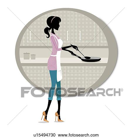 Woman cooking food in the kitchen View Large Photo Image Stock Image - Woman cooking food in the kitchen. Fotosearch