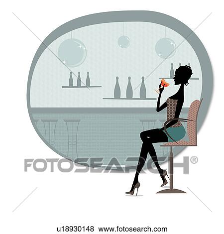 Woman drinking cocktail in a bar View Large Photo Image Stock Photo - Woman drinking cocktail in a bar. Fotosearch