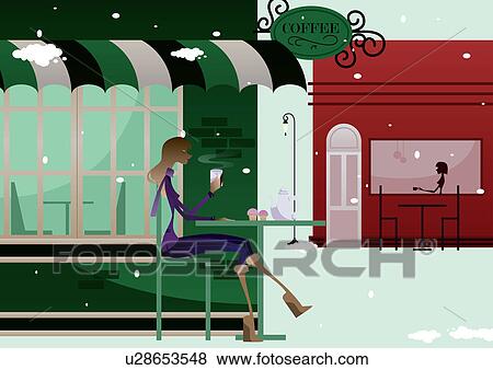 Woman having a cup of coffee in a cafe View Large Photo Image Stock Photo - Woman having a cup of coffee in a cafe. Fotosearch