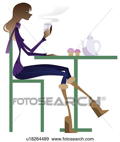 Woman having coffee in a restaurant View Large Photo Image Stock Photo - Woman having coffee in a restaurant. Fotosearch