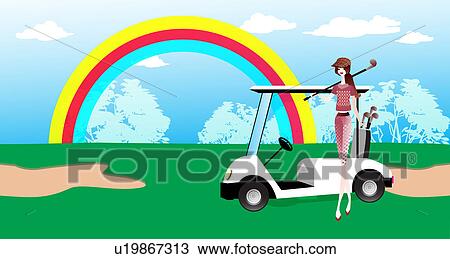 Stock Image - Woman in a golf course. Fotosearch