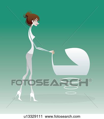 Woman pushing a baby walker View Large Photo Image Stock Image - Woman pushing a baby walker. Fotosearch