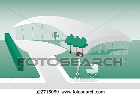 Woman pushing a baby walker View Large Photo Image Stock Photo - Woman pushing a baby walker. Fotosearch