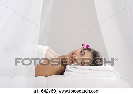 Woman receiving spa treatment View Large Photo Image Stock Photo - Woman receiving spa treatment. Fotosearch